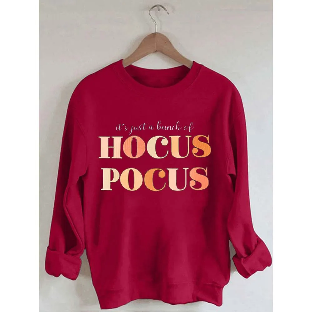 Rheaclots It\'s Just a Bunch of Hocus Pocus Print Women\'s Cotton Female Cute Long Sleeves Sweatshirt