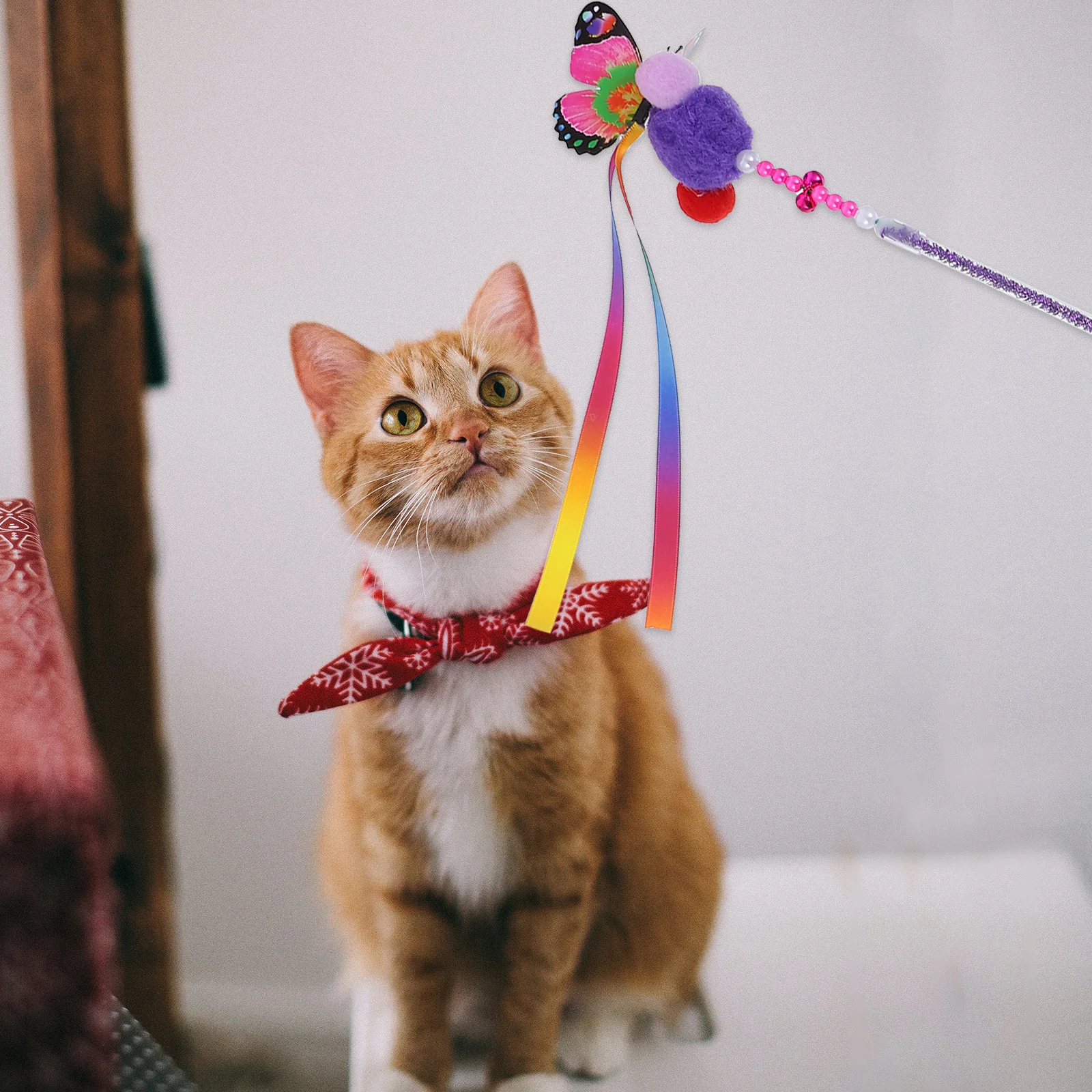 

3Pcs Cat Teaser Stick Simulated Butterflies Durable Interactive Wand for Fun Exercise and Furniture Protection Cat Playing Tool