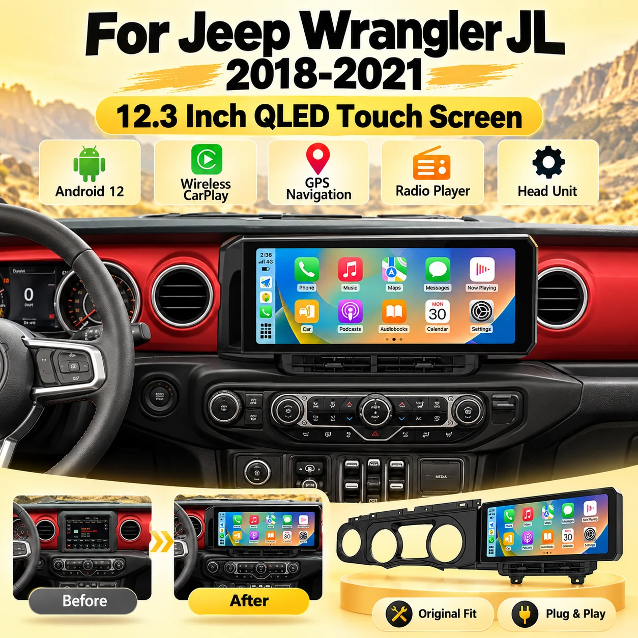 GPS Navigation QLED Touch Screen 12.3