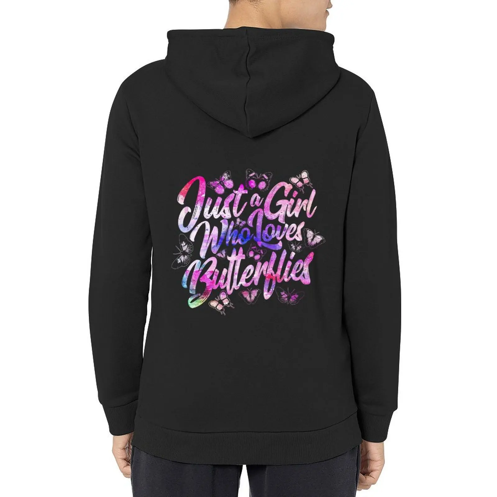 

Just A Girl Who Loves Butterflies Cute Women's Butterfly Gear Hoodie men clothing winter clothes hoodie graphic