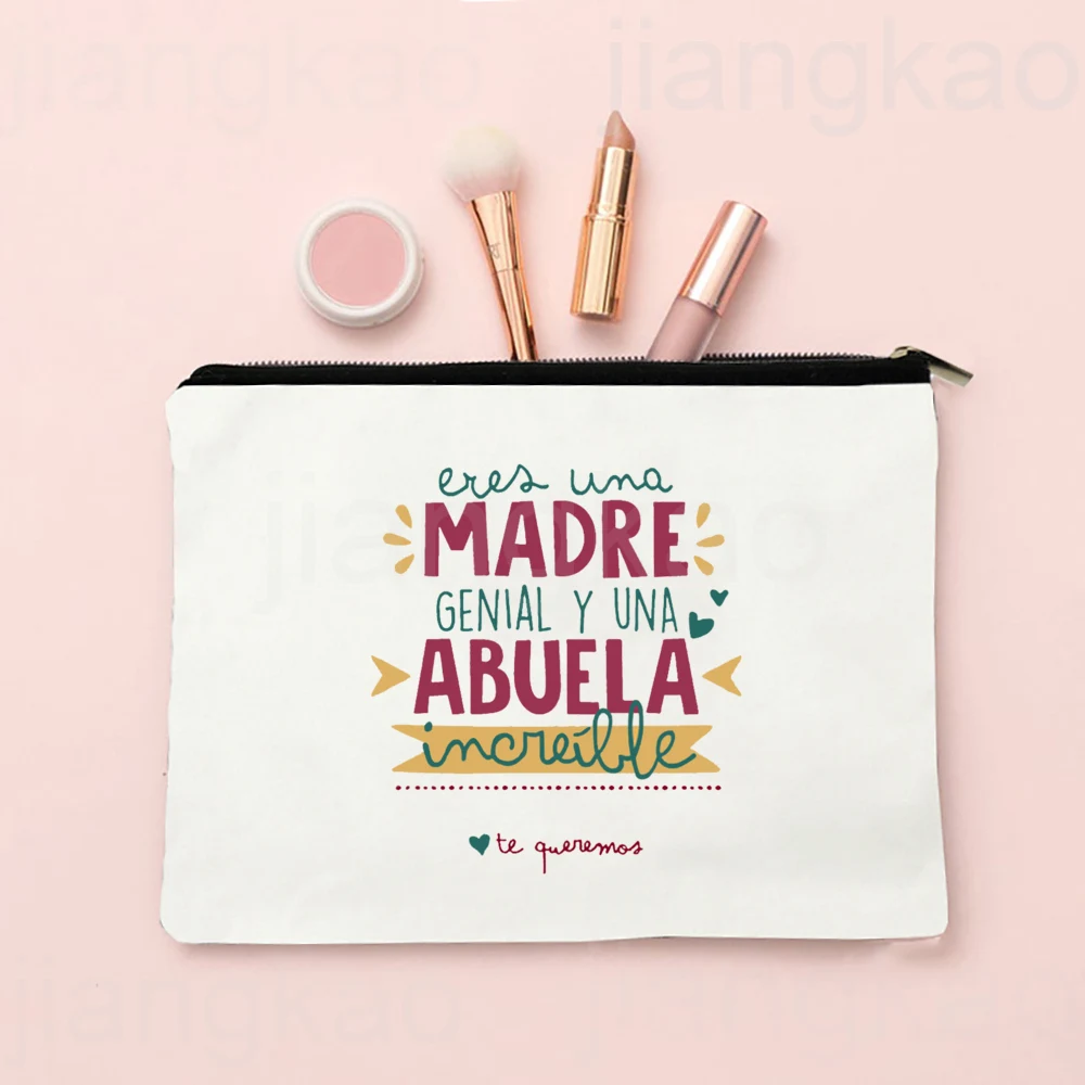 

Best Grandmother in The World Printed Makeup Bag Travel Neceser Toiletry Storage Bag Female Canvas Cosmetic Bags Gift for Abuela