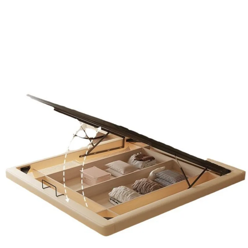 

No bedside suspended box bed, modern simple small apartment storage suspended bed, wabi sandy cream wind