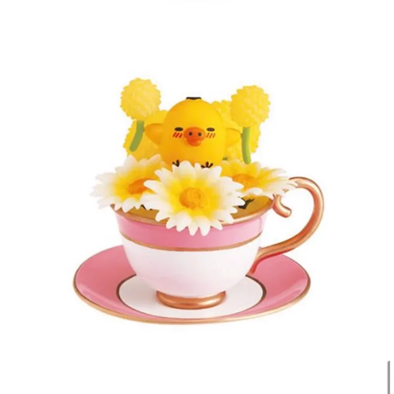 Genuino RE-MENT Rilakkuma Action Figures Modello Fiore Tazza Vinile Viso Cieco Scatola Giocattolo Ornamenti Prodotti Periferici Originali