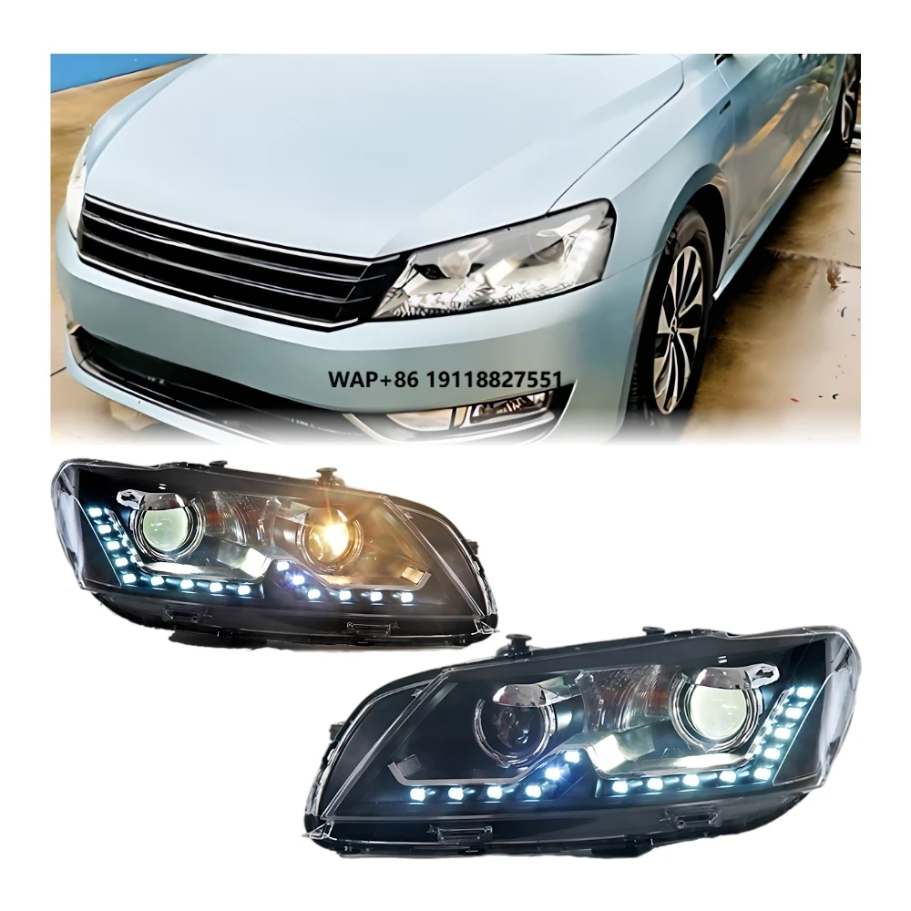 Passat B7 US Spec V2 2011-2015 DRL LED Upgrade Headlights Turn Signal Head Lamp Assembly Signal Auto Accessories for