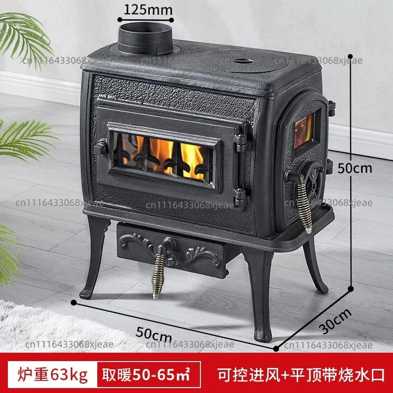 Cast Iron Wood Burning Stove 8kW Fireplace Heater For Home Heating