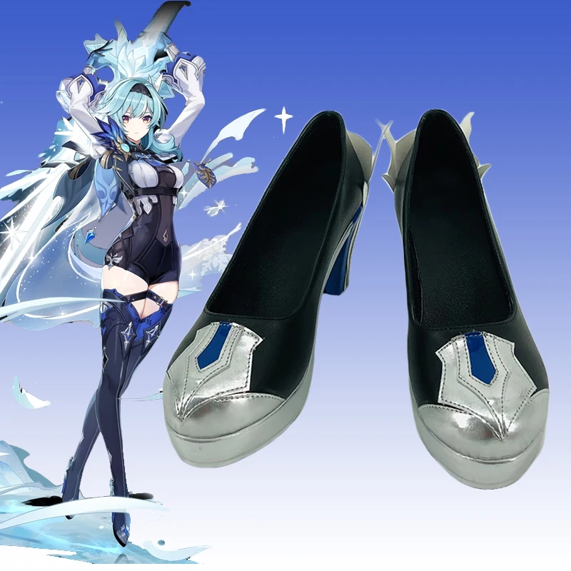 New!  Eula Lawrence Cosplay Accessories Shoes High boots Genshin Impact Game Costume shoes Customization