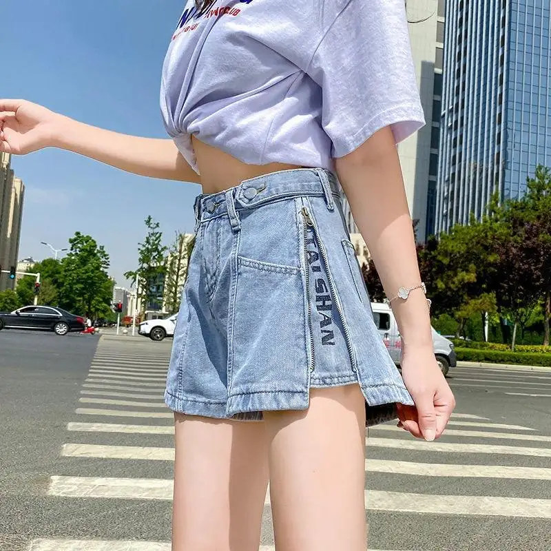 High Waist A-Line Wide Leg Short Jeans Summer New Style Loose Slimming Korean Version Student Versatile Shorts Hot Shorts