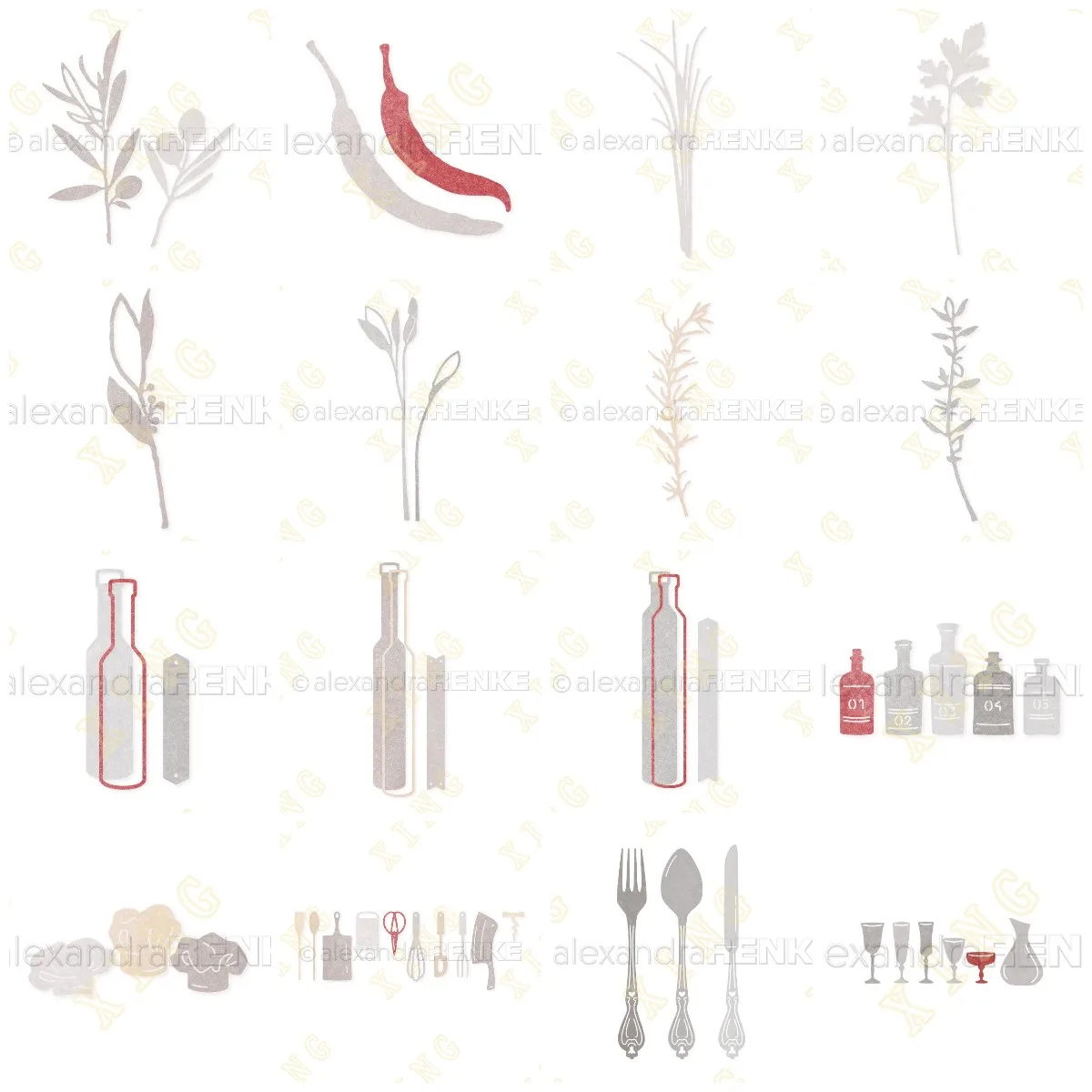 

Olive Branches Kitchen Utensils Metal Cutting Dies DIY Scrapbook Paper Diary Decoration Card Handmade Embossing New Product