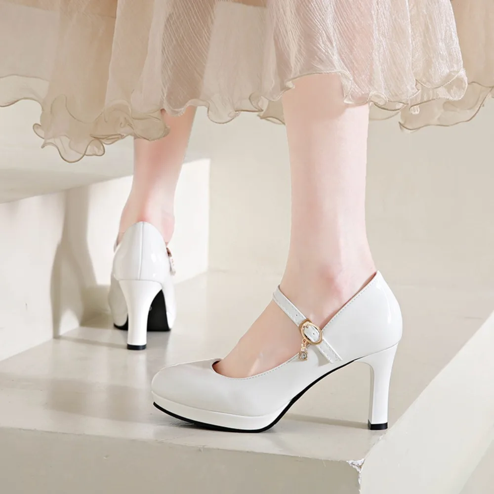 2025, schwarze High Heels für Damen, Frühlings-Freizeitschuhe, Damen-High-Heels, einfarbig, Keilschuhe, Übergröße, High Heels, Größe 34–42 – Detail 2