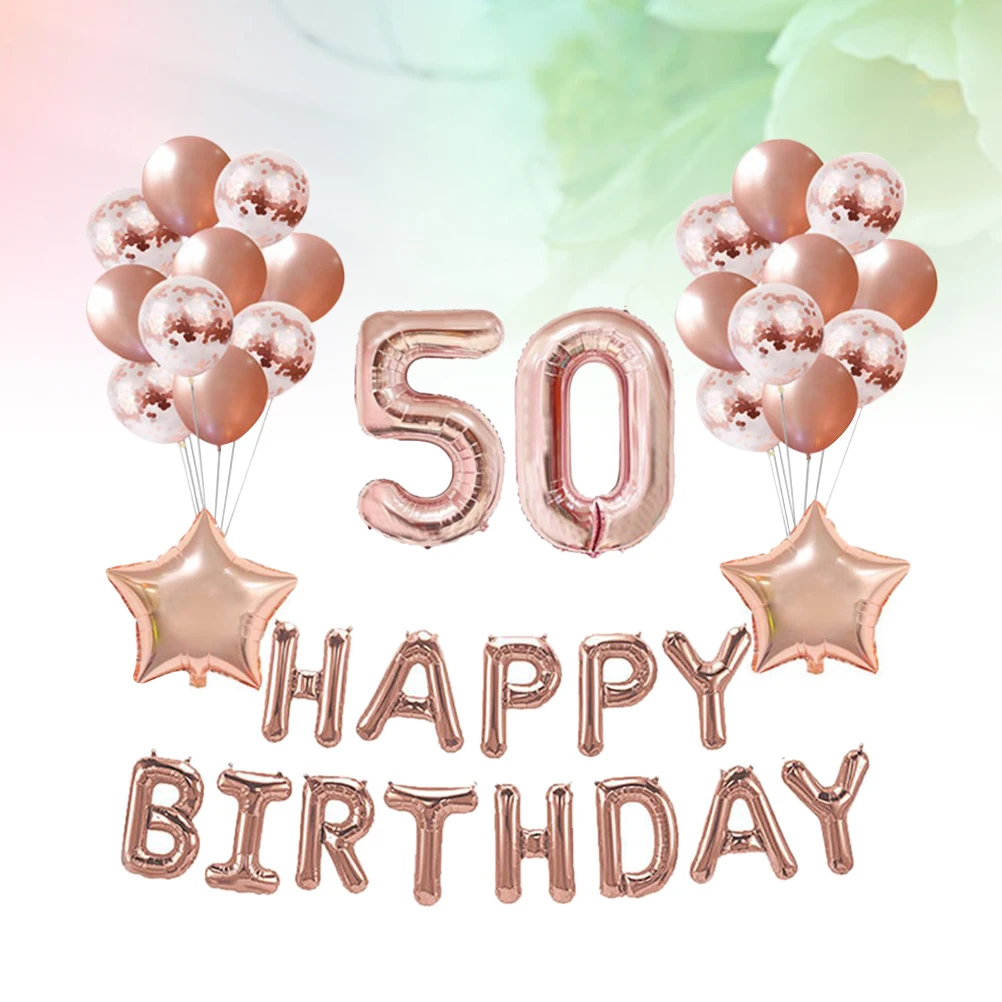 

37 Pcs Birthday Balloons Set Decorative Aluminum Film Latex Sequins Non Toxic Kids Party Supplies