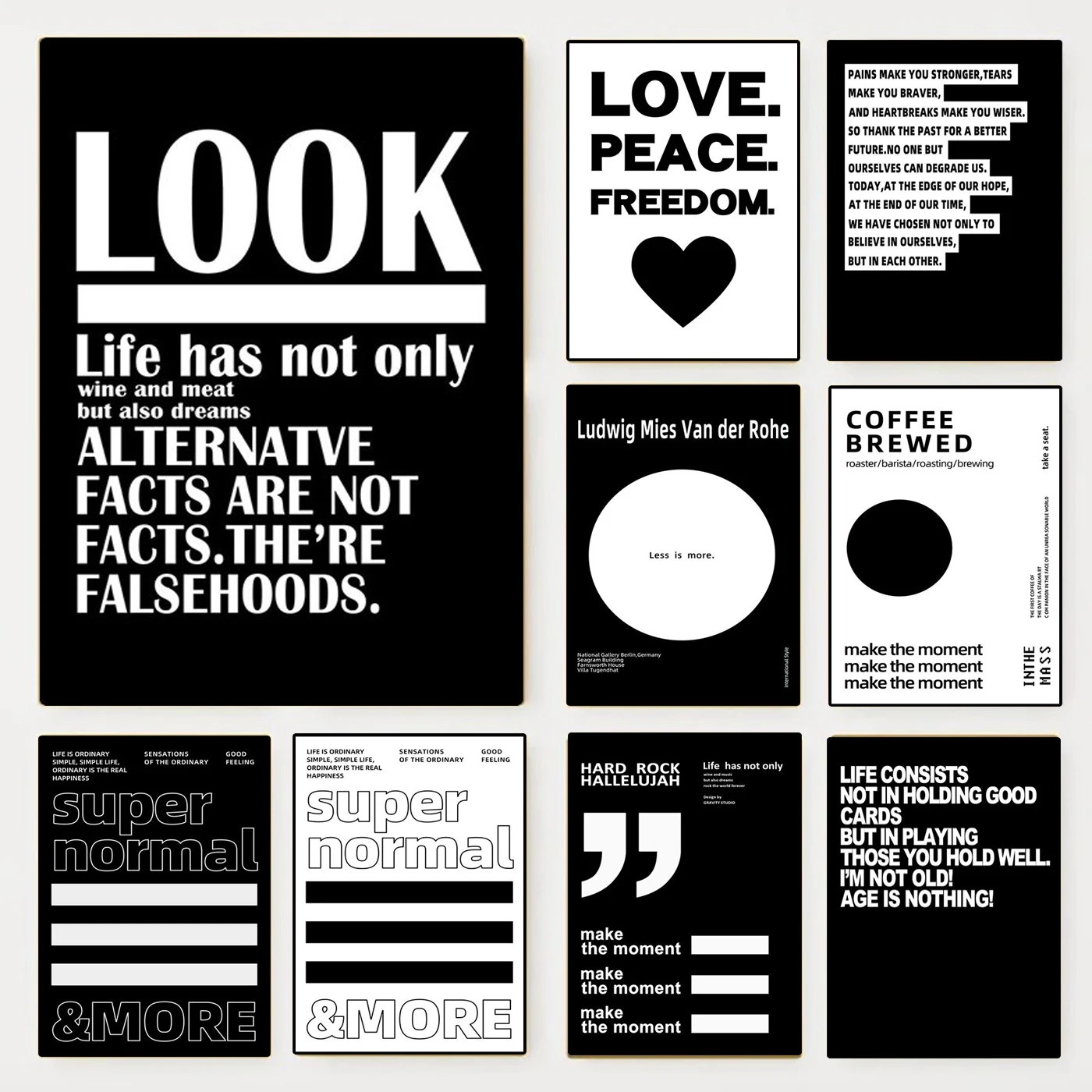 

Modern Black White Inspirational English Quote Canvas Painting Minimalist Wall Art Poster Living Room Bedroom Office Decoration