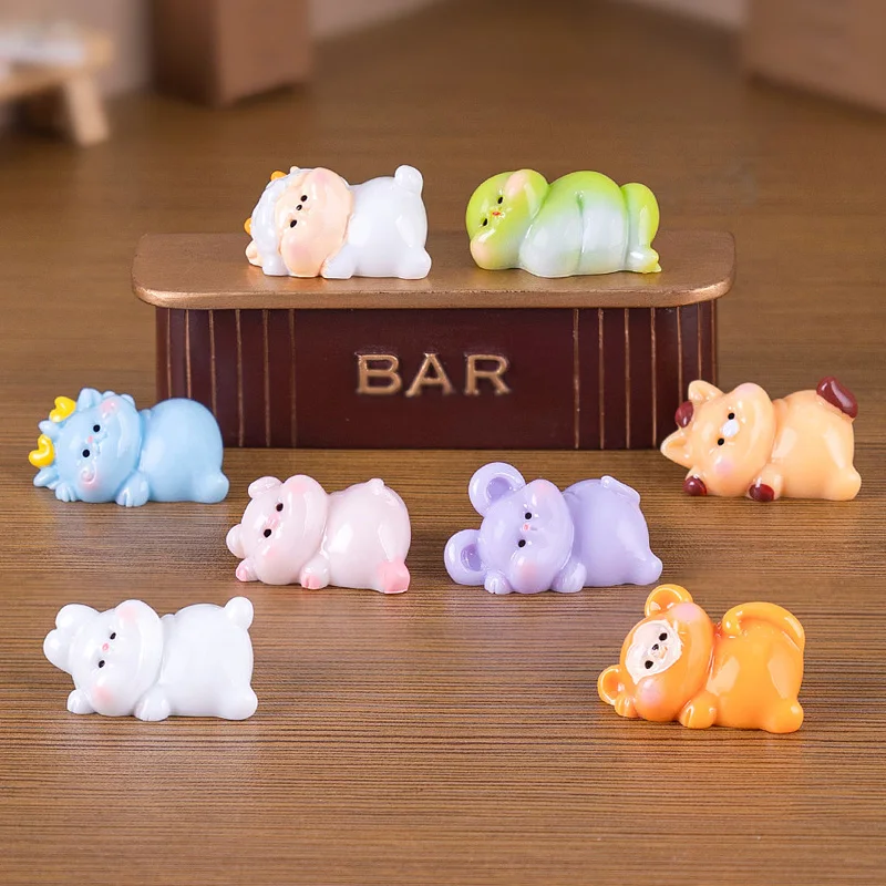 Dragon Snake Mouse Cow Tiger Rabbit Horse Sheep Monkey Chicken Dog Pig Figurine Miniature Fairy Garden Decoration Accessories