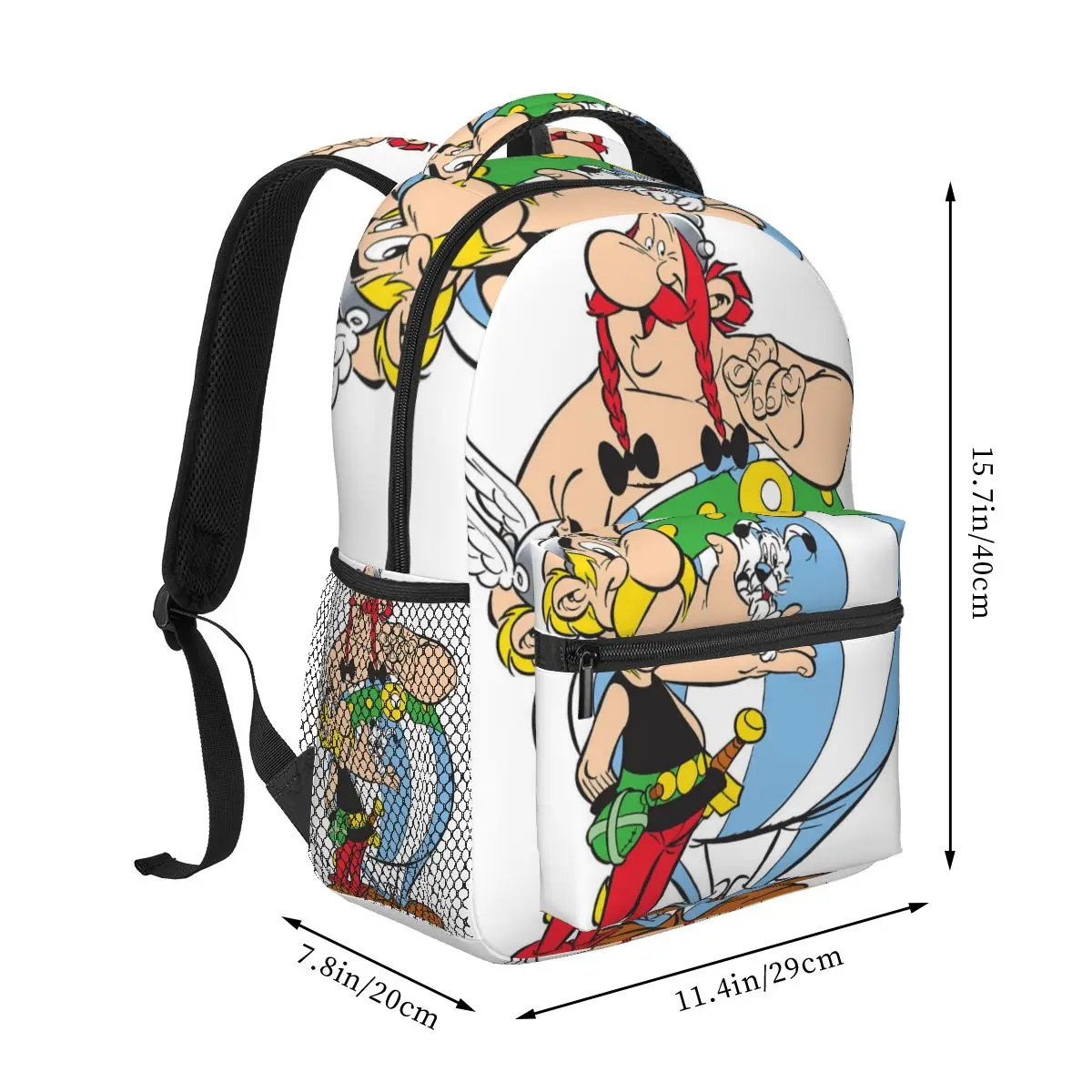 Asterix e Obelix Mochilas para meninos e meninas Mochilas escolares de grande capacidade Mochila para estudantes Mochila para laptop dos desenhos animados