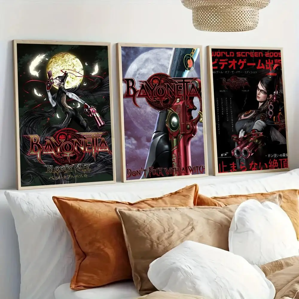 B-Bayonetta Game Poster Modern Home Living Bedroom Bar Hallway Waterproof Wall Art Aesthetic Decor