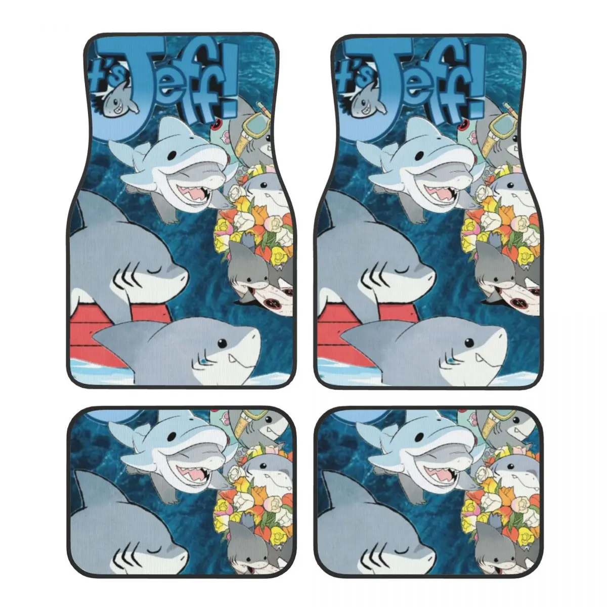 

Jeff The Land Shark Floor Mats for Cars All-Weather Anti-Slip Floor Mats Liner Full Set Car Accessories
