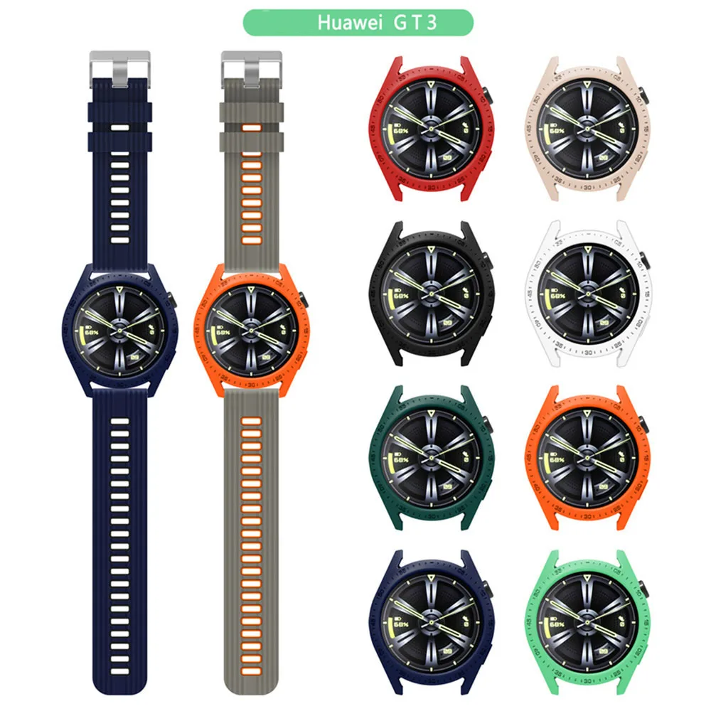 Cover Case For Huawei GT3 46mm Silicone Screen Protector Colorful Coverage Protection With Scale Watch Accessories