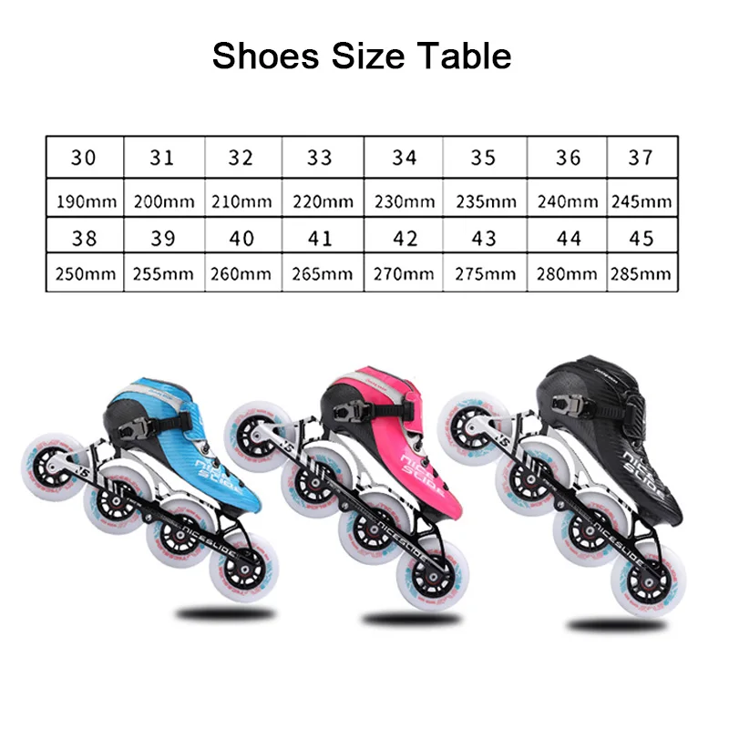 Speed Inline Skates, Original Niceslide Thermoplastic Marathon Racing Inline Roller Skates, CNC Frame High Elasticity PU Wheels