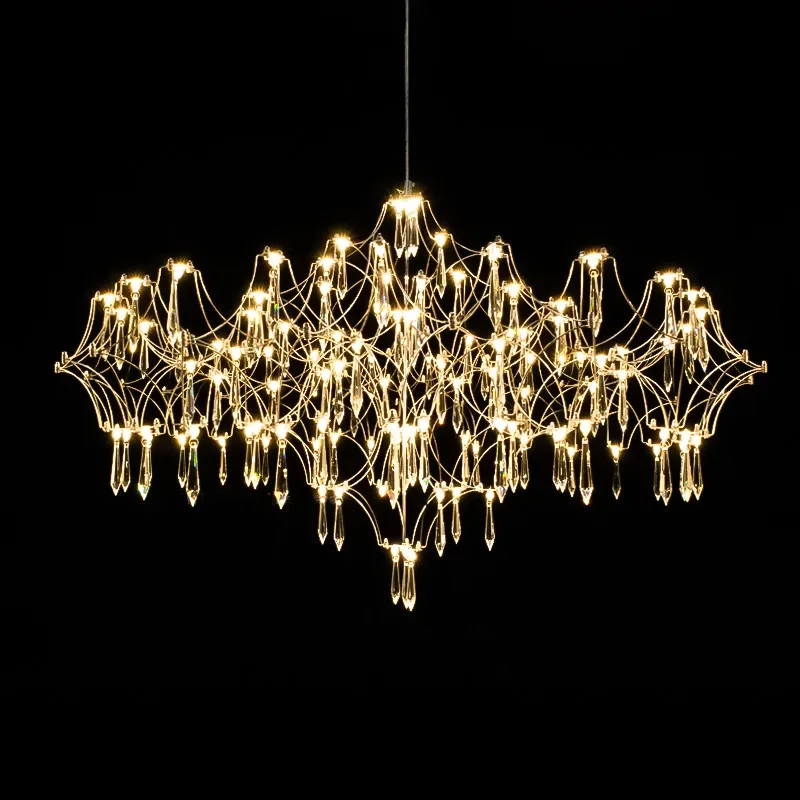 

Modern Crystal LED Chandeliers Living Dining Room Bedroom Gold Lustre Lighting Home Villa Firefly Decor Hanging Lamp For Ceiling