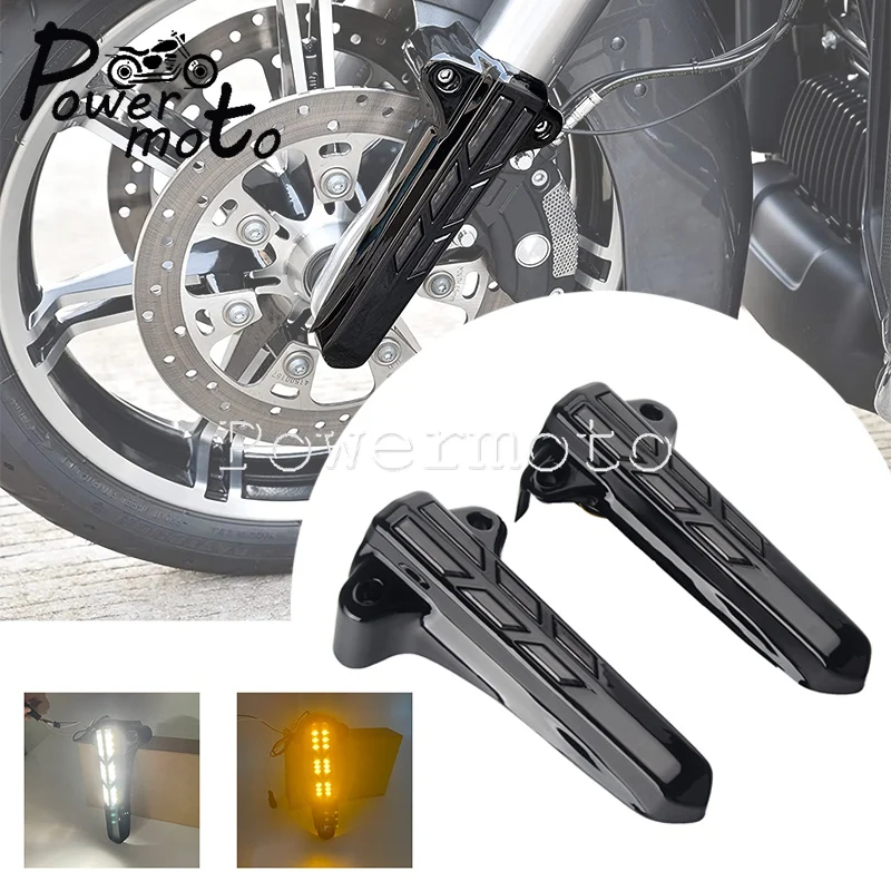 

Motorcycle LED Lower Forks Legs Covers Front Fork Light DRL For Harley Touring FLHP FLHRXS Street Glide FLHXSE FLHXS FLHTK 14-19