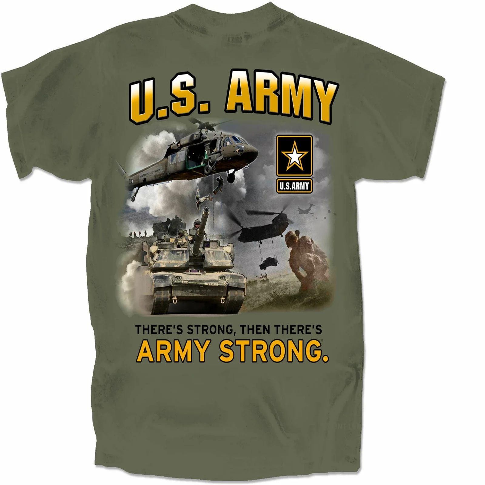Cool Design United States Army Strong Tee Military Green TShirt Breathable Top, Loose Casual Mens T-shirt S-3XL