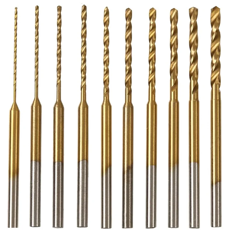 Set di punte da trapano micro-torsione - 10 pezzi 0,6 mm-2,2 mm piccola punta da trapano 2,35 gambo HSS mini punte da trapano per incisione strumento di perforazione dei fori