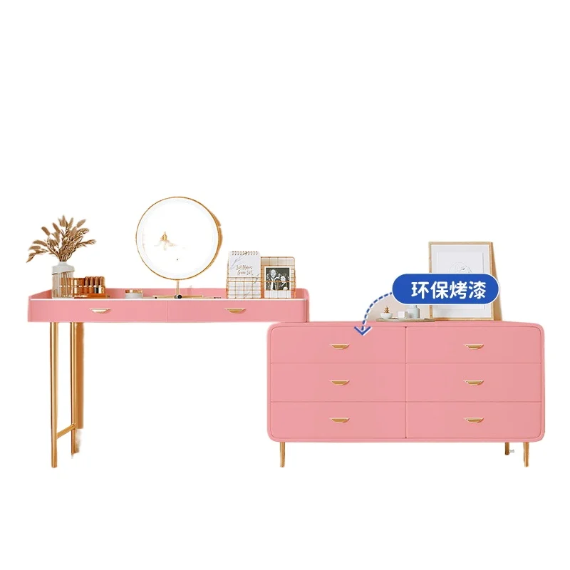 

Internet celebrity cream wind slate dresser, bedside bucket cabinet, integrated telescopic corner light luxury ins makeup table