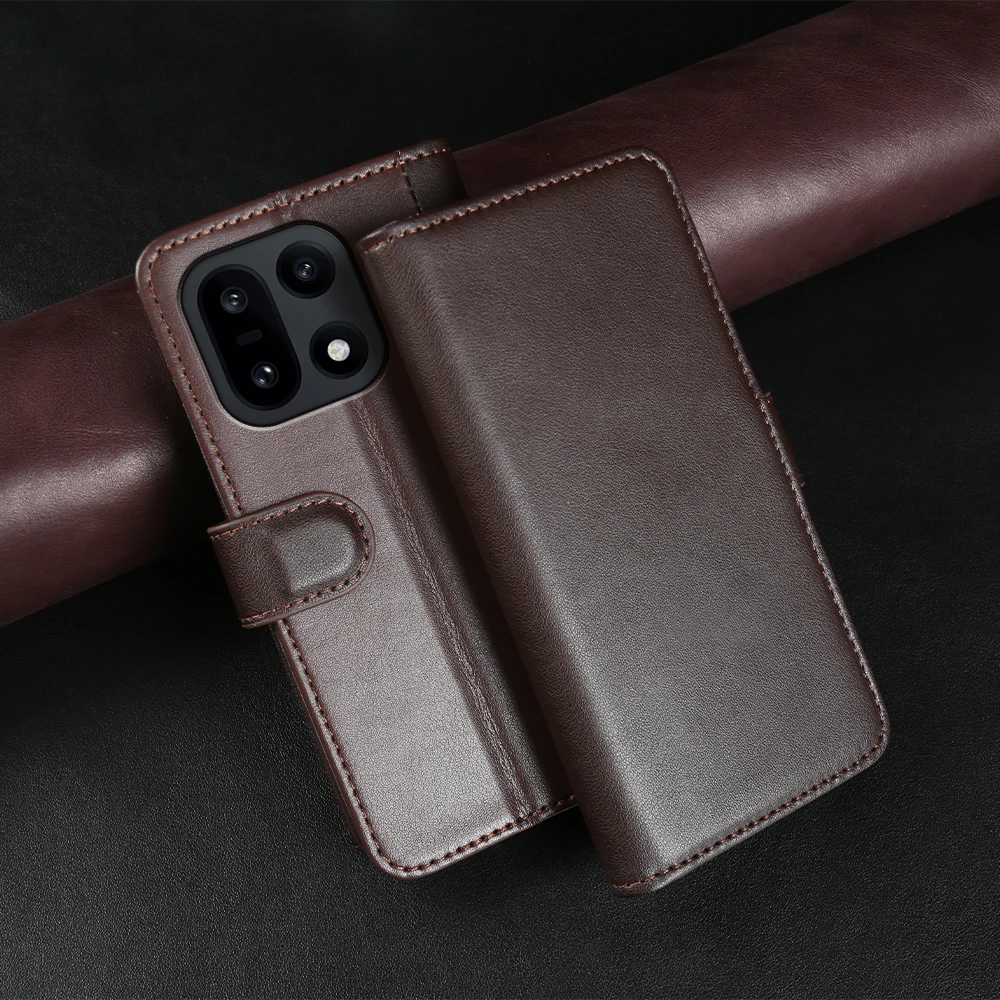 Genuine Real Leather Flip Cover Case For OnePlus 15 15R 13 12 11 9 10 Pro 8T Ace 6 6T Nord 4 N10 N100 2T Phone Case Fundas Coque