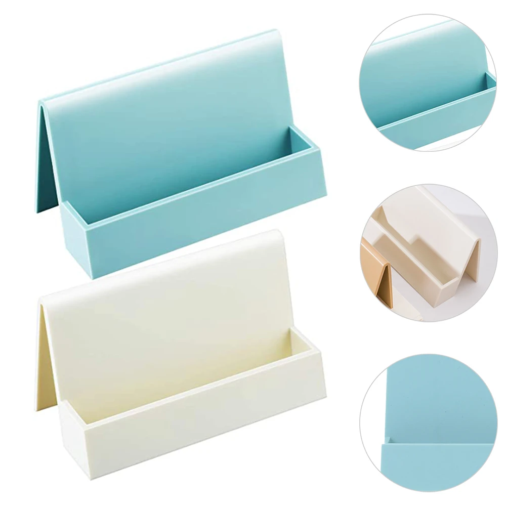 

2pcs Business Card Holder Desk Storage Box Name Display Stand Cards Organizers Office Supplies Plastic