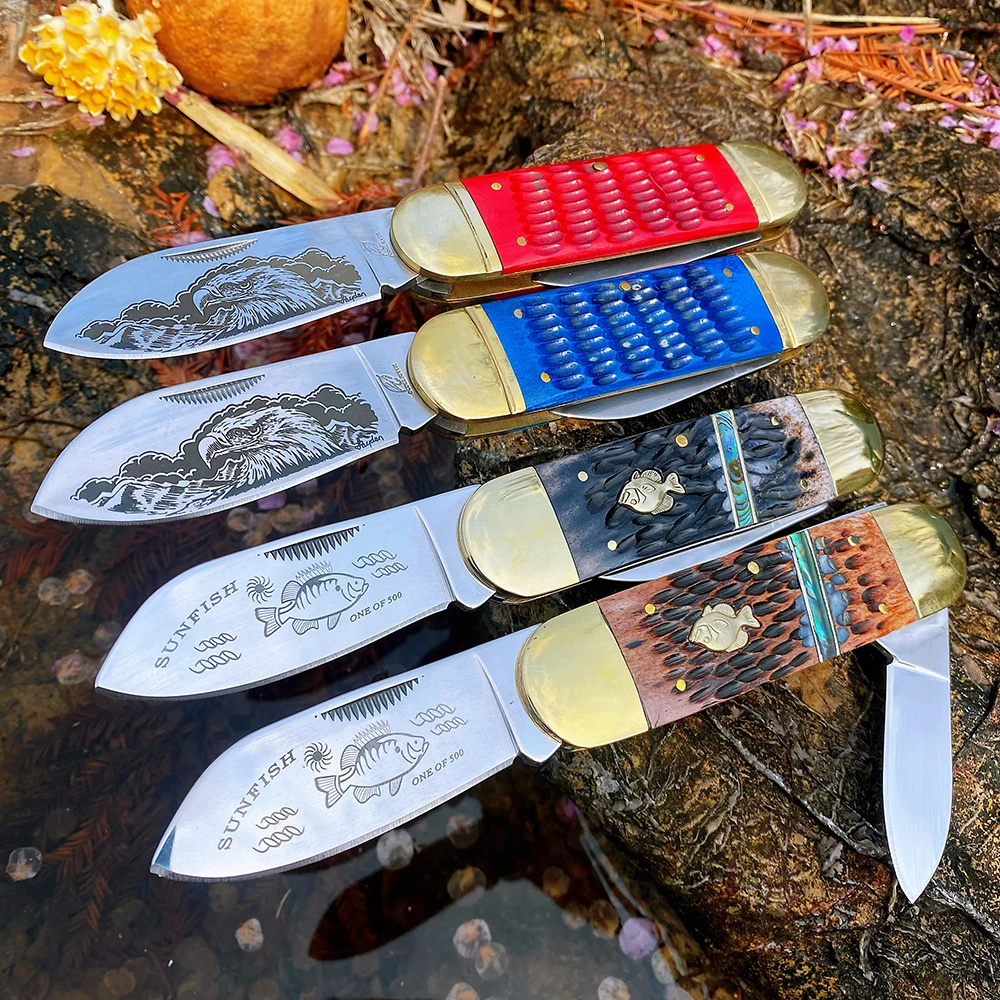 물고기 슬립 조인트 접이식 블레이드 포켓 나이프 클래식 전통 사냥 낚시 캠핑 전술 고품질