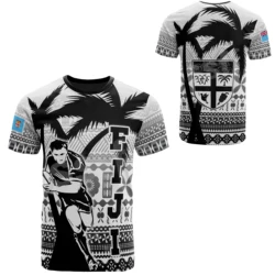 Men's and Women's Short Sleeved T-shirts, Casual Summer Shirt with 3D Printed Flag of Fiji Polynesian Rugby Tribe Turtle Country