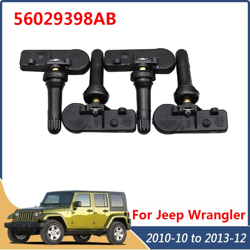 

56029398AB Датчик давления в шинах, 4 шт. для 2010-2013 Jeep Wrangler Chrysler Grand Voyager V Dodge Durango Opel Combo TPMS 433 МГц