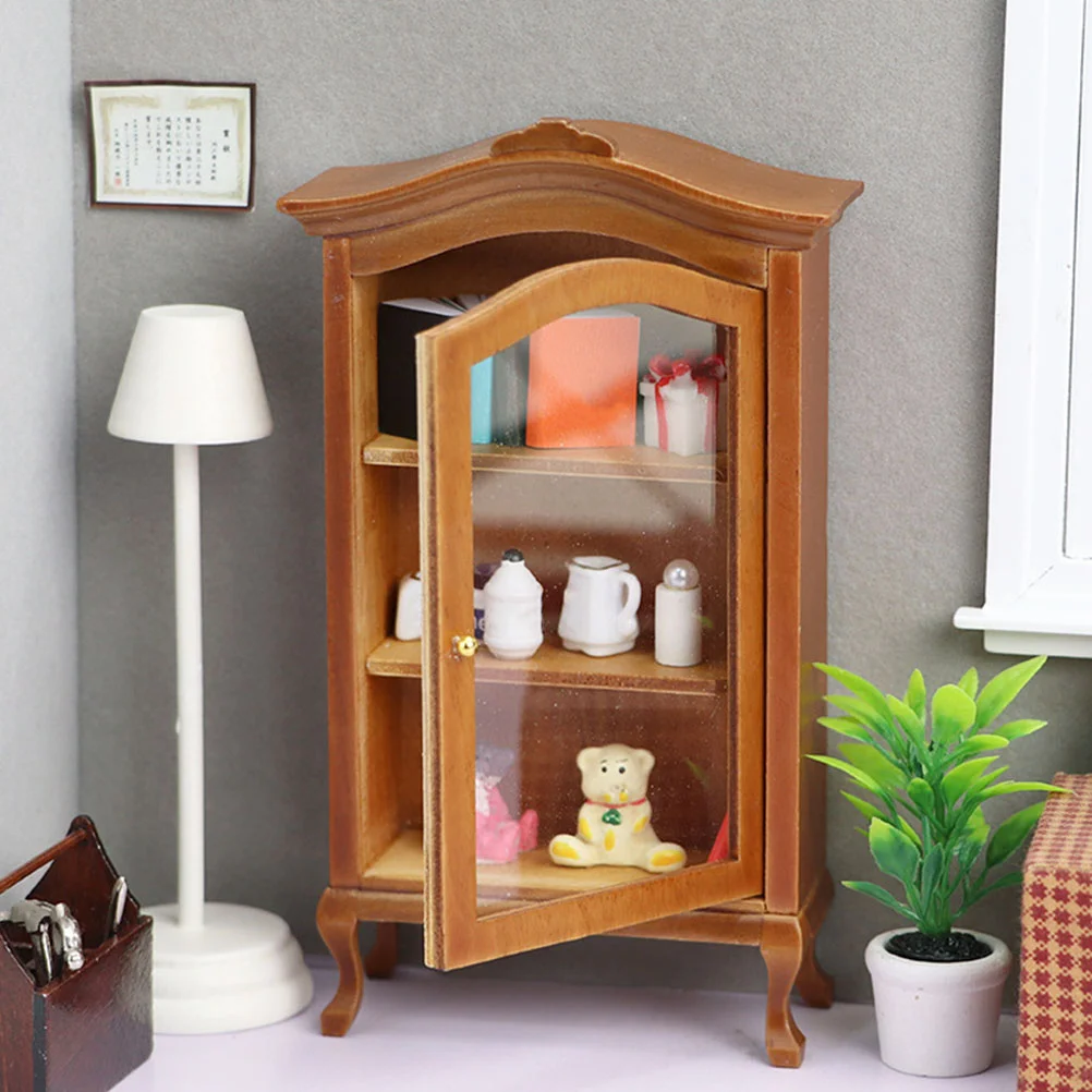 Dollhouse Furniture Accessory Simulation Cabinet Mini Wood Bookcase Miniature Supplies