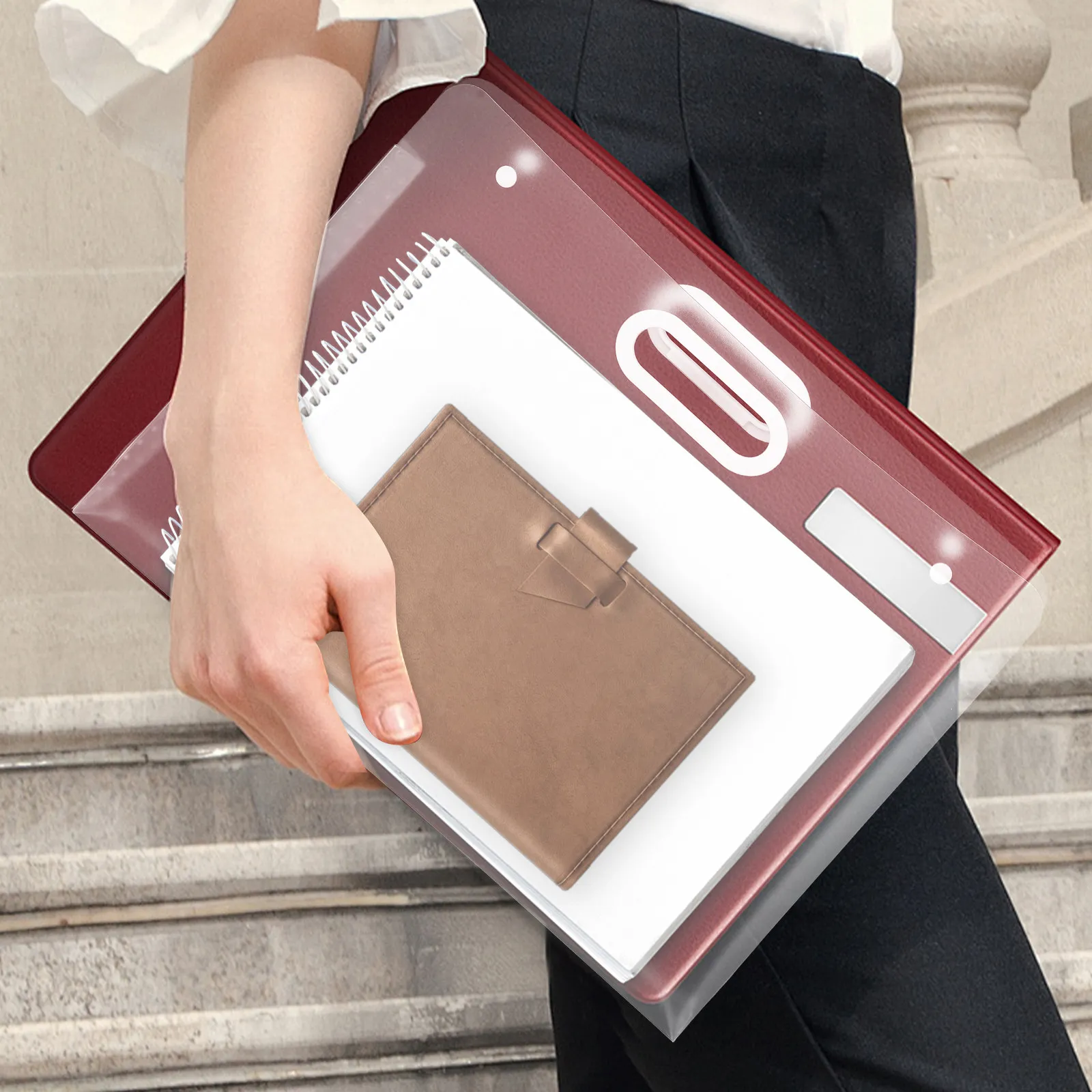 

PP Document Folder Buckle Bag Large Capacity File Organizer for Artwork Receipt Bill Card Contract Storage Portable File Holder