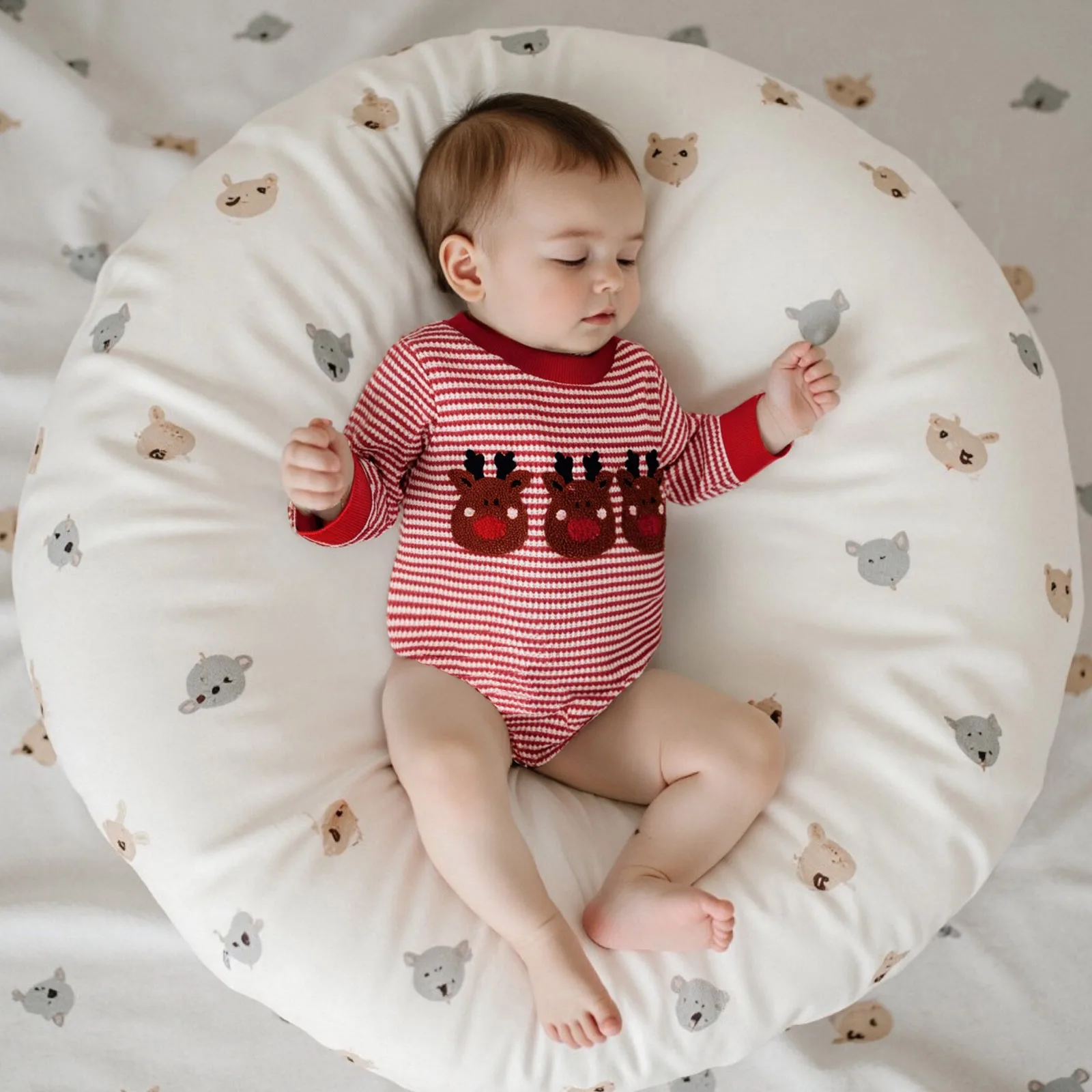 2026 السنة الجديدة عيد الميلاد طفل الفتيان بلوزات السروال القصير ملابس عيد الميلاد الغزلان التطريز شريط طويل الأكمام الخريف داخلية حللا