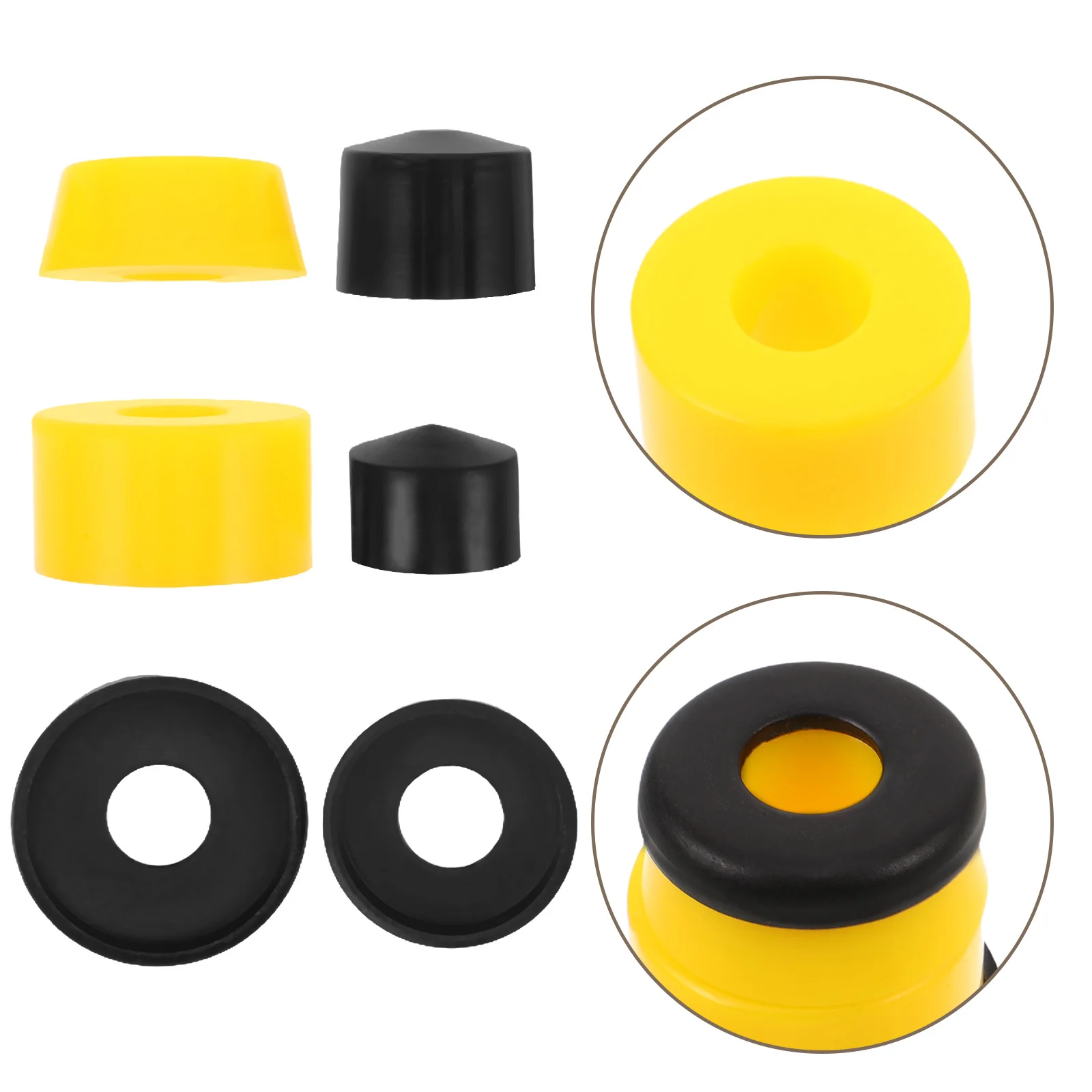 

1Set Skateboard Shock Absorber Yellow PU Bushings Damping Gasket Replacement Parts Pivot Cups Maintenance Longboard Roller Skate