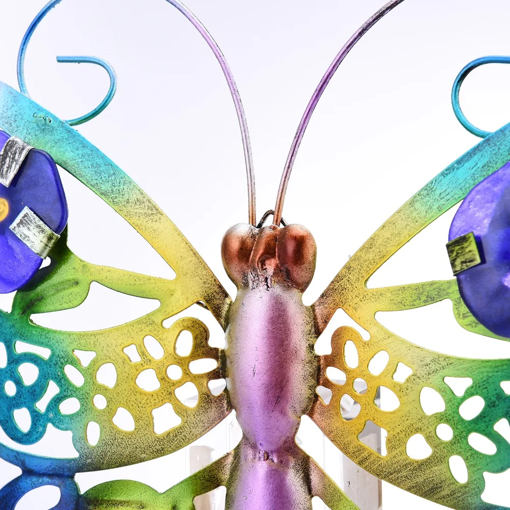 3D Design Metal Butterfly Wall Art 11.02*13.78in Purple Butterfly Window Hanging Hollow Out With Hook Wall Sculpture