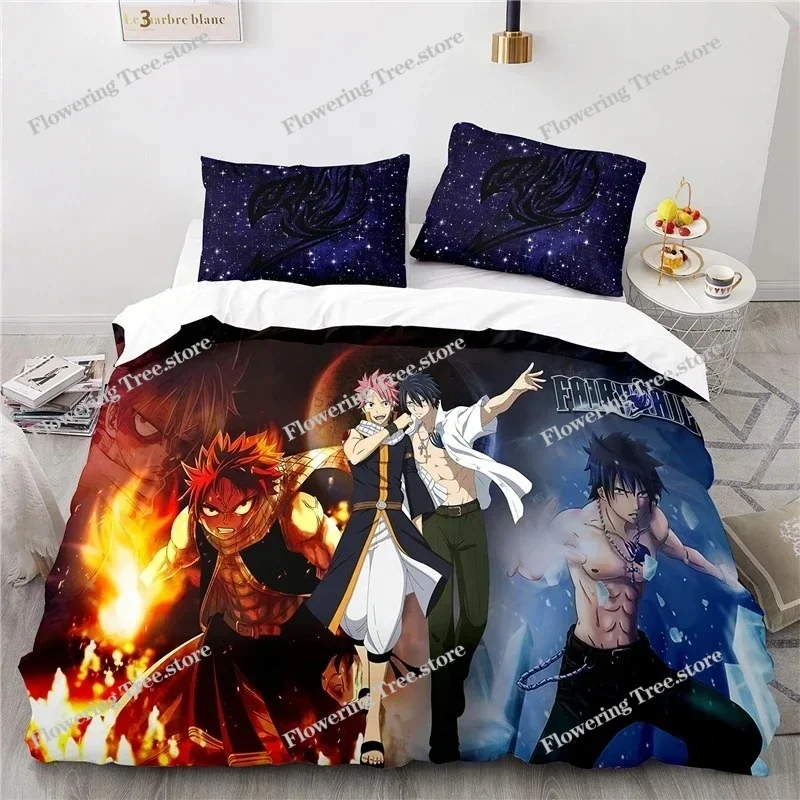 

Home Textile Fairy Tail Duvet Cover Set with Pillowcases Classic Cartoon Anime Printed Bedding Set Single Double Queen King Size