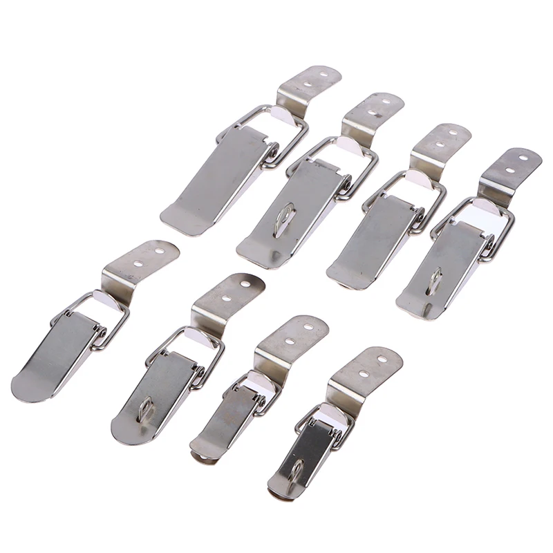 Duck-mouth Buckle Hook Hasp 90 Degrees Metal Spring Latch Toggle Clasp Clamp Clip Silver Cabinet Lock Latch Catch Clasp