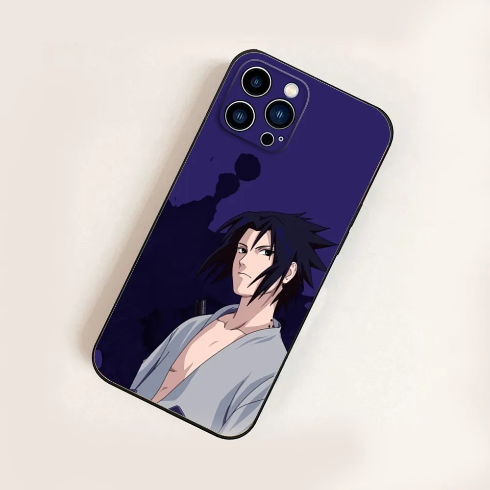 Capa de telefone de silicone preta macia, anime S-SasukeS, para iPhone 16,15,14,13,12,11,Pro,X,XS,Max,XR,Plus,Mini