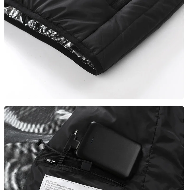 21 Areas Electric Heated Vest Jackets Men's Sportswear Usb Heating Coats Outdoor Ski Activities Lightweight Comfy Padded Vest