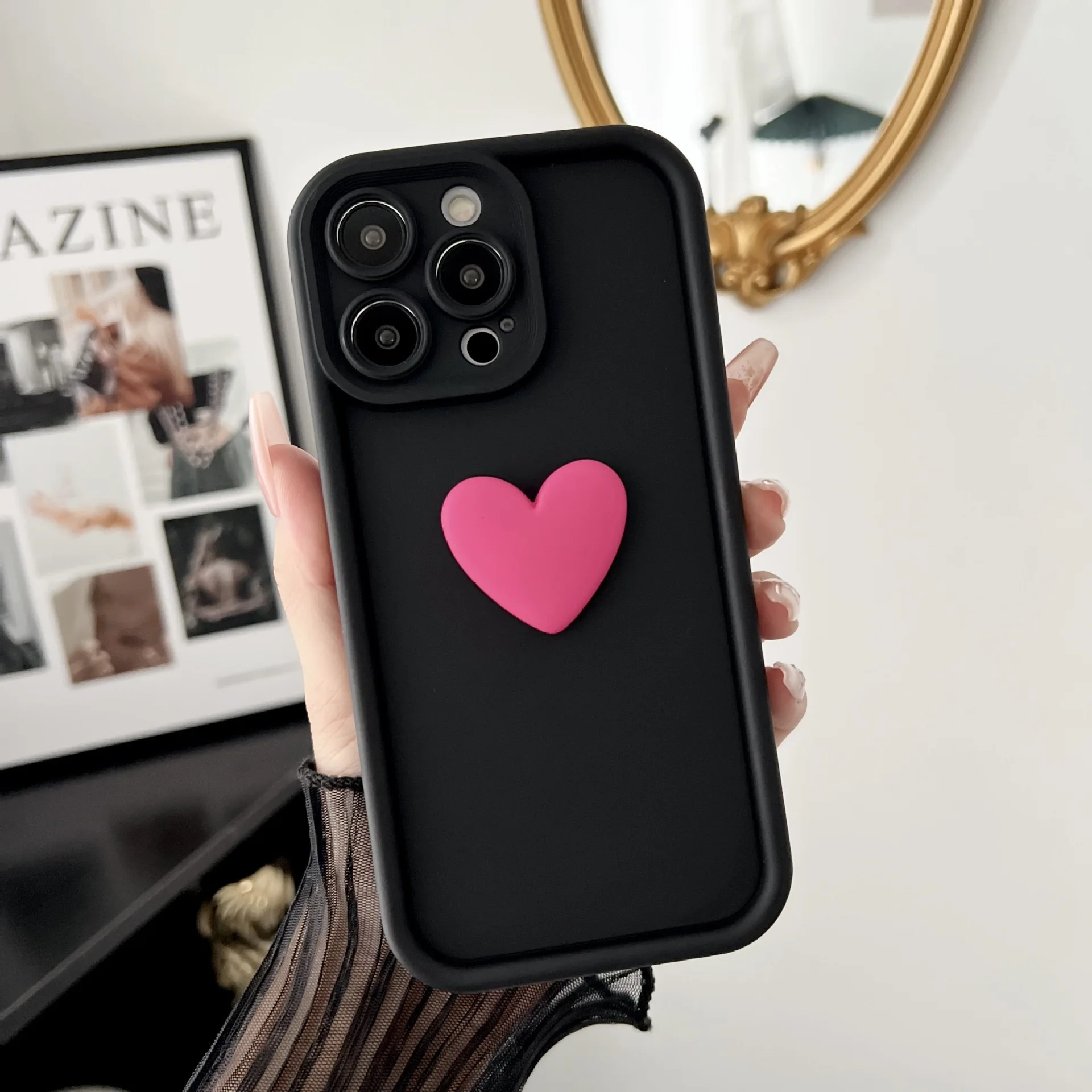 Coque de téléphone en silicone antichoc pour iPhone, INS 3D Love Coussins, coque Candy, mignon, 15 Pro Max, 14, 13, 12, 11 Pro, X, Poly, XS Max, 7, 8 Plus