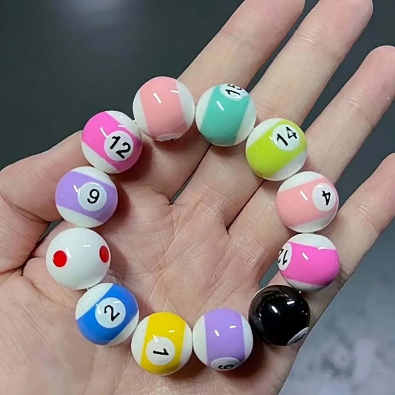 Round Acrylic Billiard Ball Beads Bracelet Originality DIY Childrens Handmade Lucky Numbers Accessories Jewelry Making Gift Toys