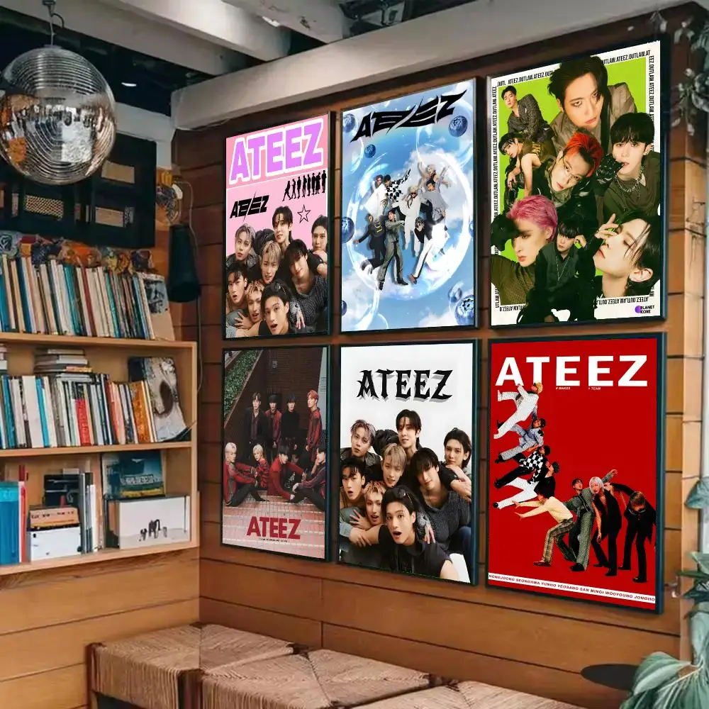A-ATEEZ Kkop Poster Self-adhesive Painting With Prints Home Bedroom Living Room Decoration Holiday Gifts