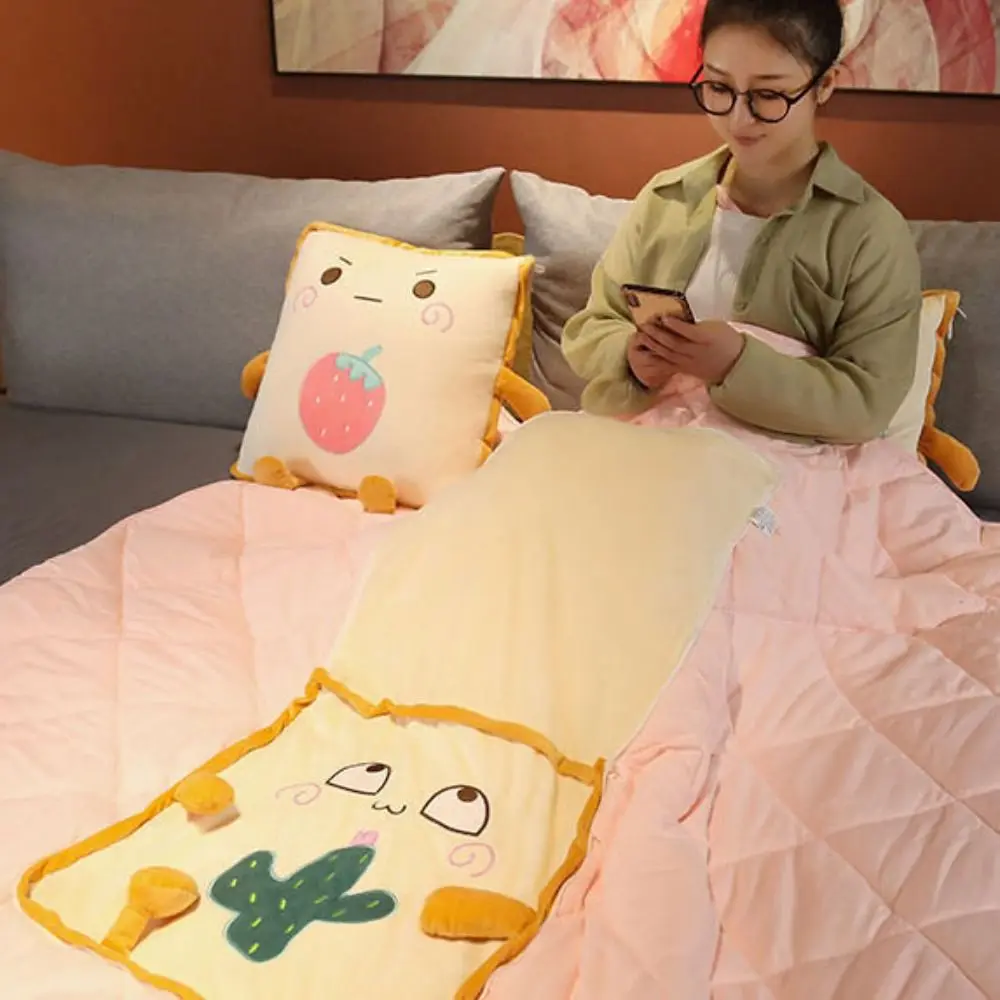 

Portable 2 in 1 Pillow Blanket Cartoon Pattern Nap Blanket Square Soft Car Cushion Sofa