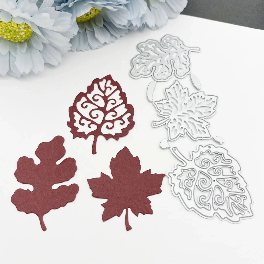 3pcs Maple Leaf Cutting Dies Manual DIY Carbon Steel Embossing Mulberry Leaves Scrapbooking