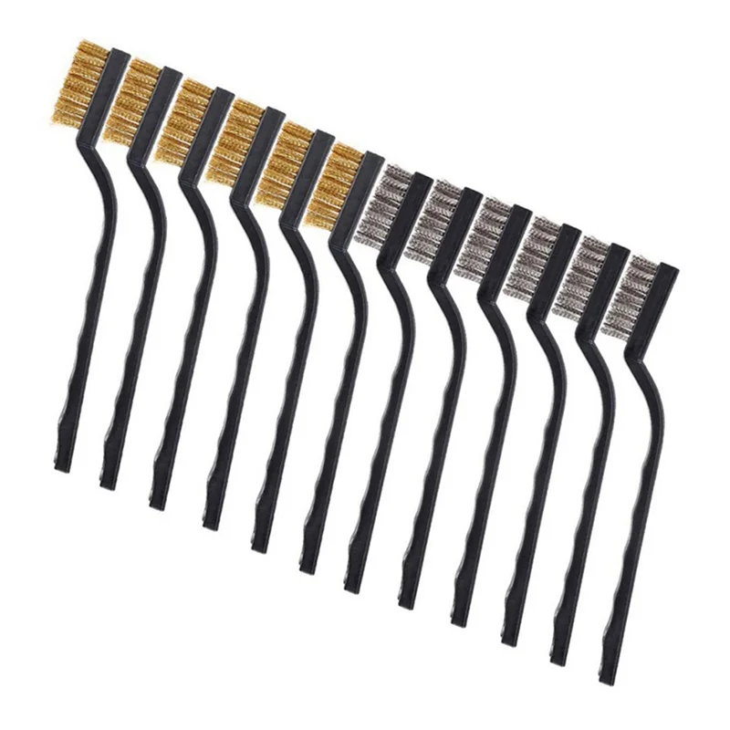 A44U 12 ピースワイヤーブラシスクレーピングハンドルブラシセットキットは溶接スラグ錆の洗浄に使用されます