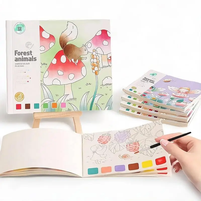 Pocket Watercolor Kit Portable Artistic Painting Book Brushes Included Multifunctional Doodle Book For Artistic Exploration