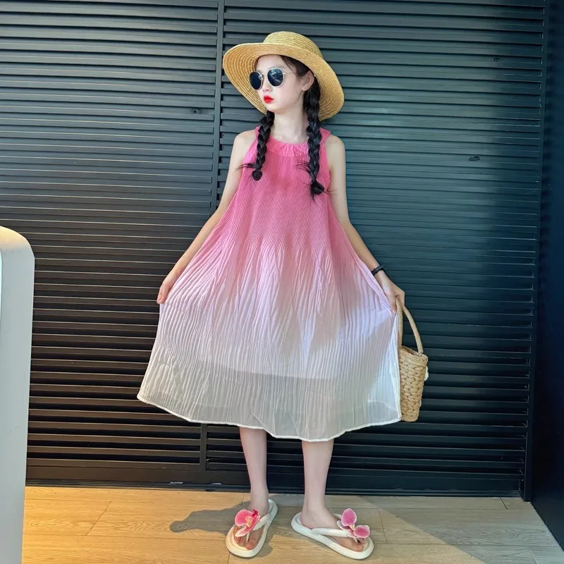 Girls Dopamine Dress Summer 2025 New Girls Summer Dress Skirt Children Bohemian Beach Dress vacation