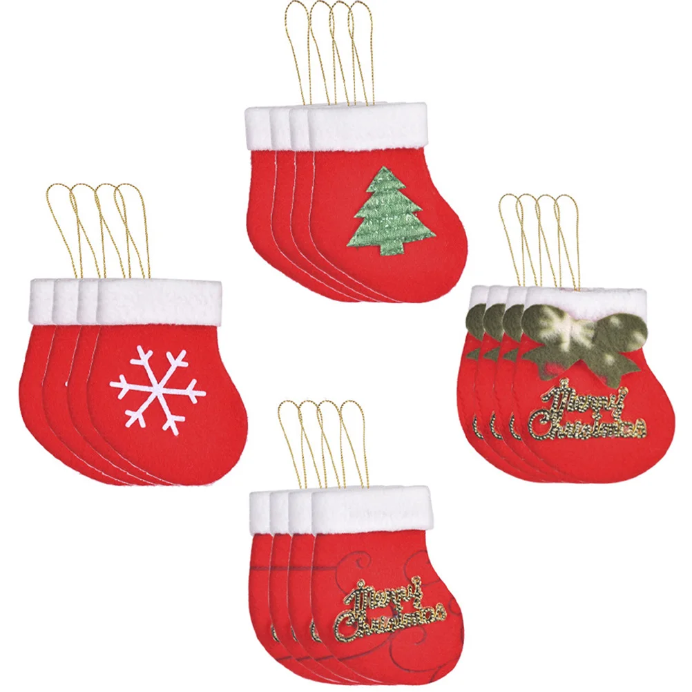 

16pcs Christmas Stocking Pendant Decorative Sock Hanging Ornament Premium Cloth Holiday Home Decoration Xmas for Family