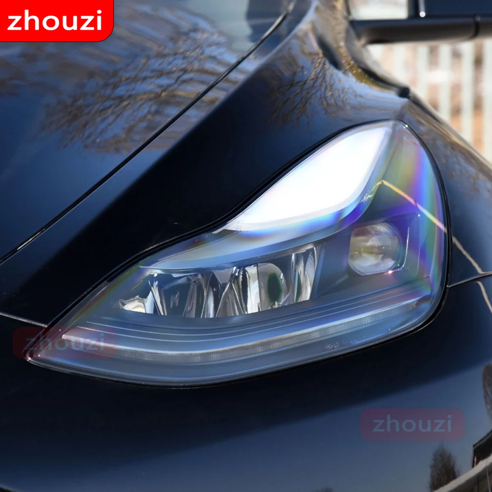2 Pcs For Tesla Model 3 X Y S Car Headlight Tint Smoke Black Protective Film Protection Transparent TPU Sticker Accessories